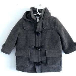 JANIE & JACK Heather Grey Wool Toggle Coat 12-24M